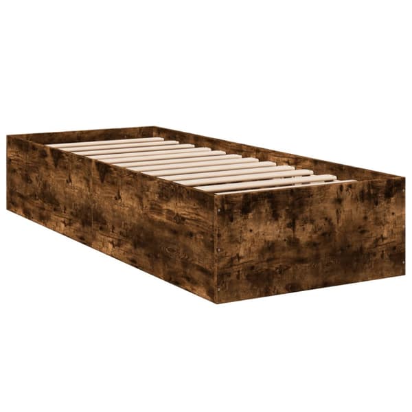 Sängram rökfärgad ek 100x200 cm konstruerad trä