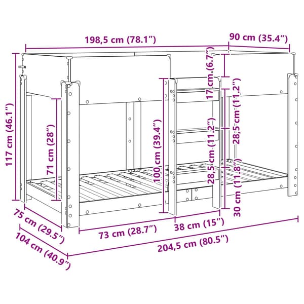 Köksbädd för barn Rökt ek 90 x 200 cm Konstruerat trä