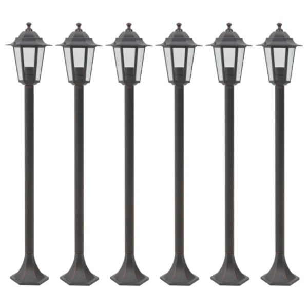 Lyktstolpar för trädgård 6 st E27 110 cm aluminium brons
