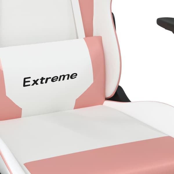Gamingstol vit och rosa konstläder