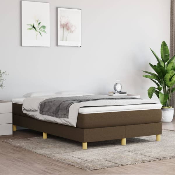 Boxspring-sängram mörkbrun 120x200 cm tyg