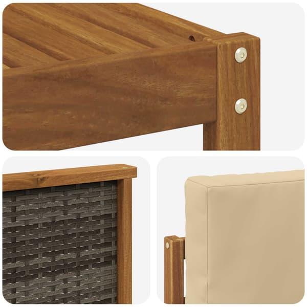 Utomhussoffset med kudde 6 pcs Naturlig och Beige Polyester