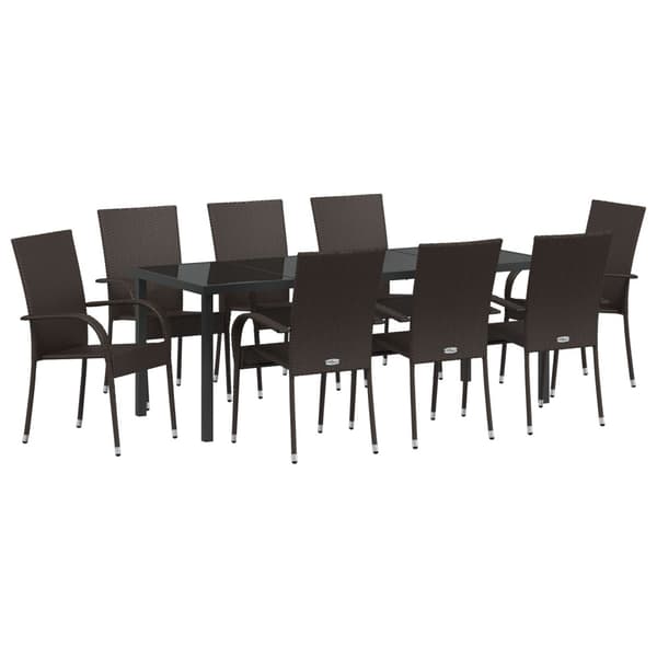 Trädgårdsmöbelset 5 pcs Brun Pulverlackerat stål
