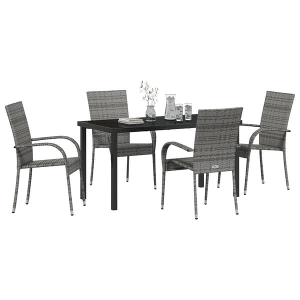 Trädgårdsmöbelset 5 pcs Grå Pulverlackerat stål
