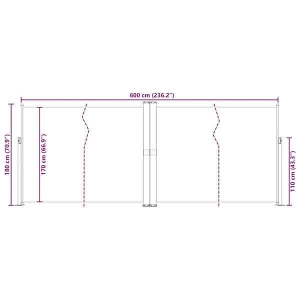 Infällbar sidomarkis 180x600 cm blå