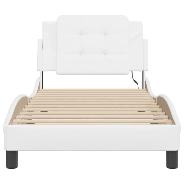 Bed Frame with LED without Mattress "Zadar" White 90x200 cm