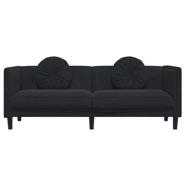 Soffa med kuddar 3-sits svart sammet