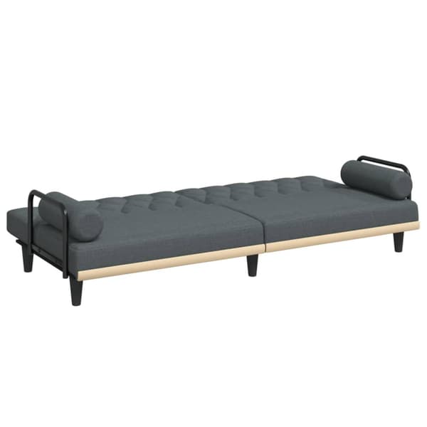 Bäddsoffa med armstöd mörkgrå tyg