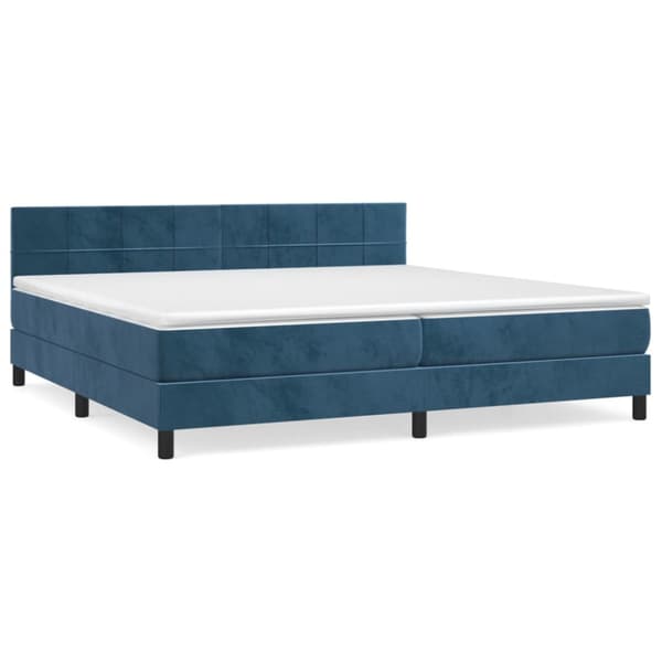 Ramsäng med madrass mörkblå 200x200 cm sammet