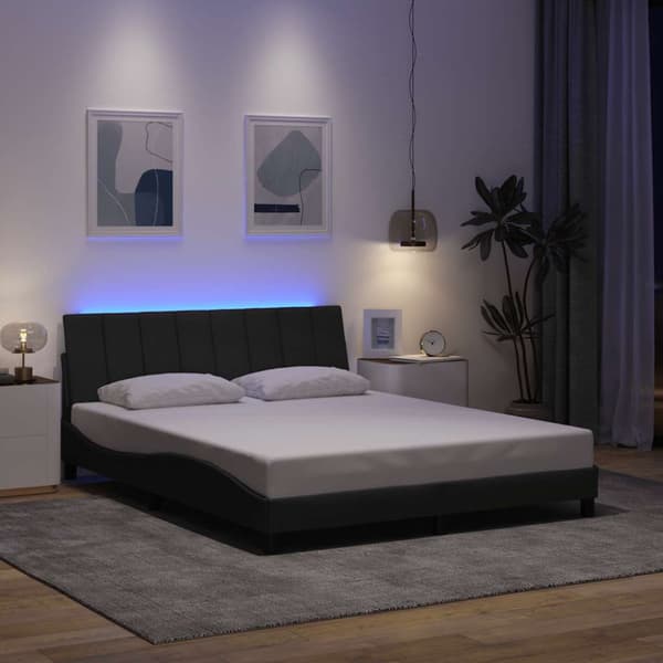 Bed Frame without Mattress "Hanko" Dark Grey 160x200cm Fabric
