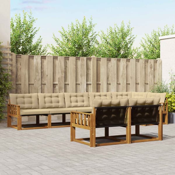 Utomhussoffset med kudde 8 pcs Naturlig och Beige