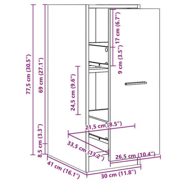 Apoteksskåp ek 30x41x77,5 cm konstruerat trä