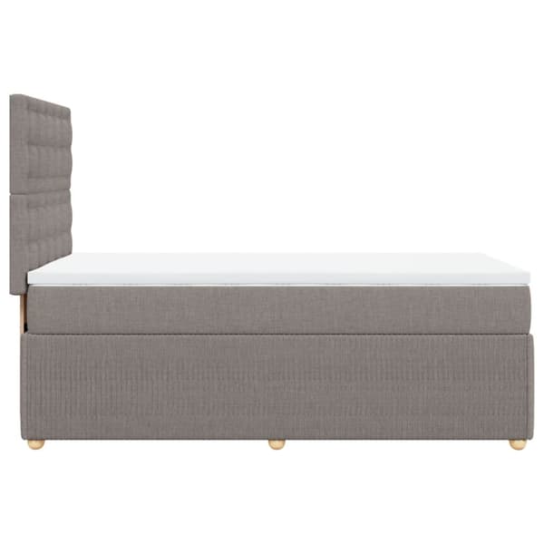 Ramsäng med madrass taupe 90x190 cm tyg