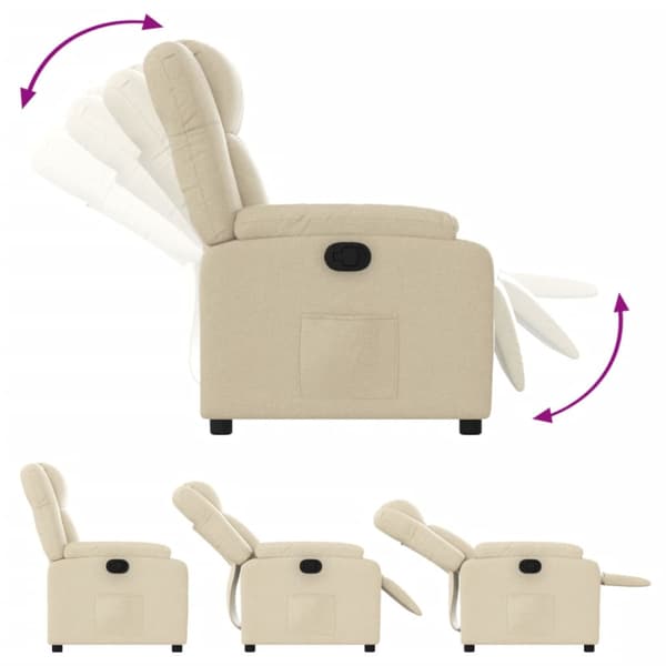 Reclinerfåtölj gräddvit tyg