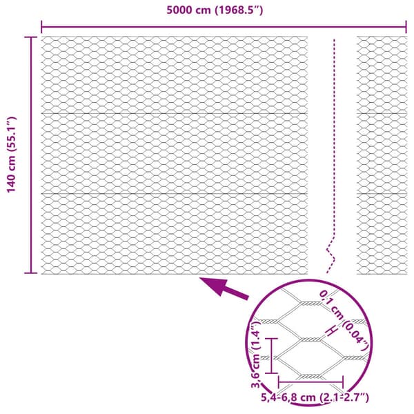 Hexagonstängsel Grå 1,4 x 50 m PVC