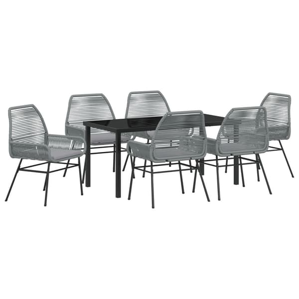 Trädgårdsmöbelset med kudde 7 pcs Grå konstrotting