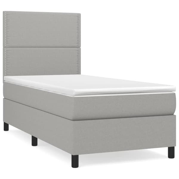 Ramsäng med madrass ljusgrå 100x200 cm tyg