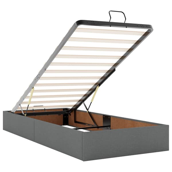 Ottoman-säng med madrass och LED Mörkgrå 80 x 200 cm Tyg