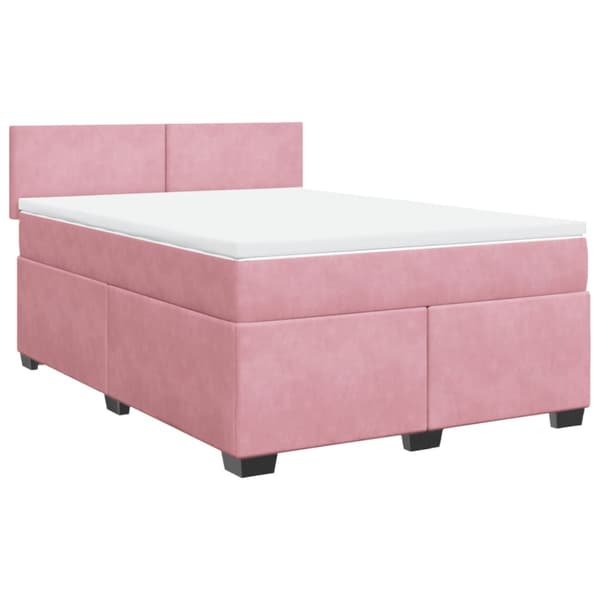 Ramsäng med madrass rosa 140x200 cm sammet