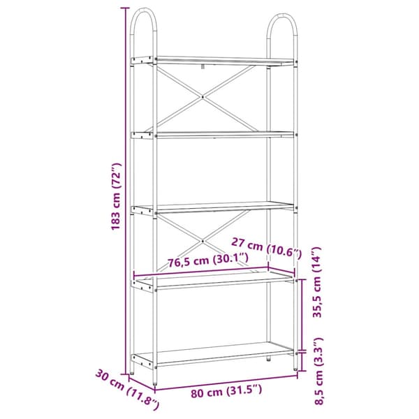Hyllsystem Artisan Ek 80 x 30 x 183 cm Konstruerat trä