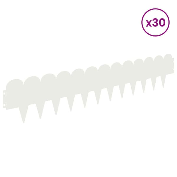 Kant för gräsmatta 30 pcs 103 x 20 cm Stål Vit