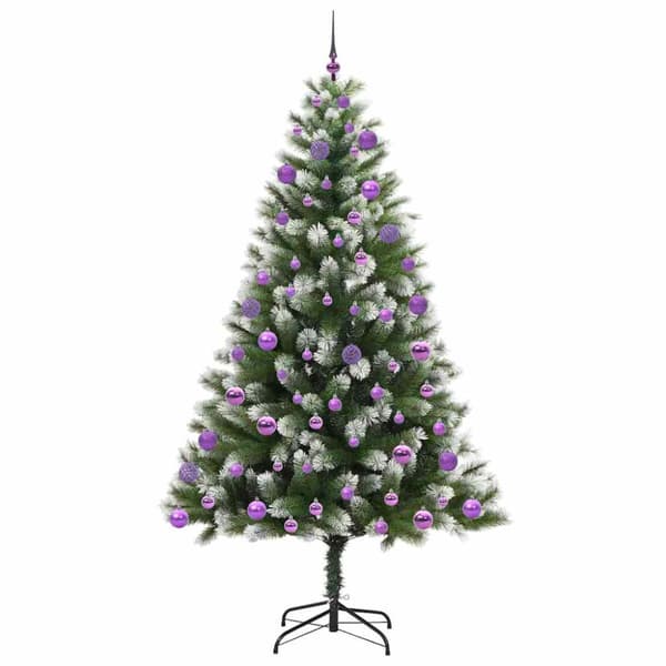 Künstlig Fällbar Julgran med Flockad Snö Grön och vit 210 cm