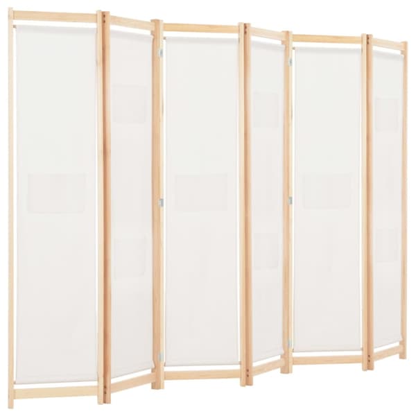 Rumsavdelare 6 paneler 240x170x4 cm gräddvit tyg