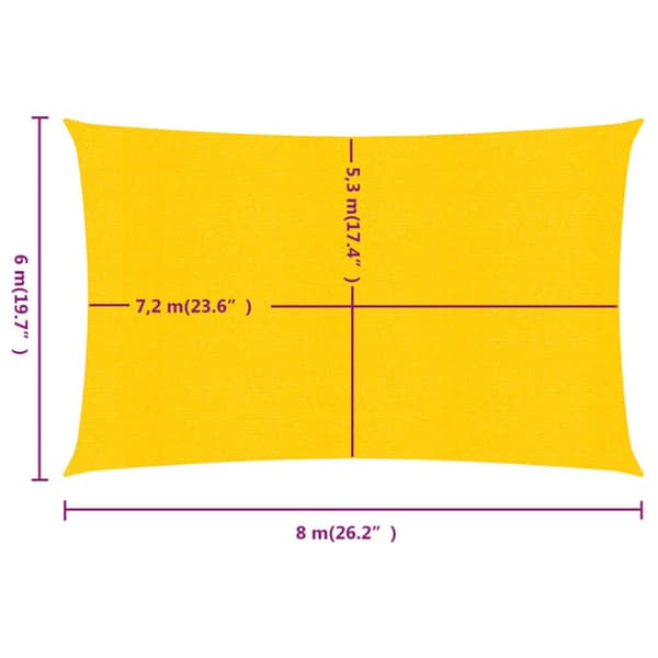 Solsegel 160 g/m² rektangulär gul 6x8 m HDPE