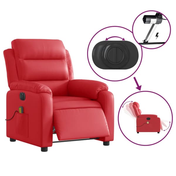 Elektrisk massagefåtölj röd konstläder