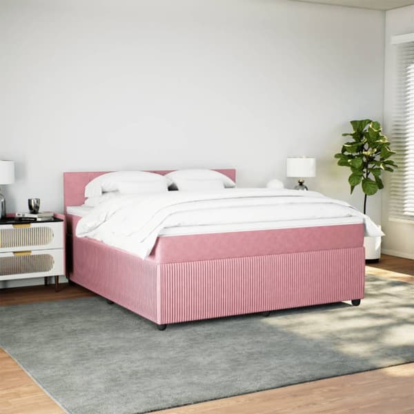 Ramsäng med madrass rosa 180x200 cm sammet