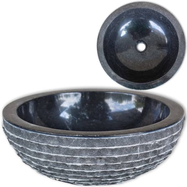 Handfat 40 cm marmor svart