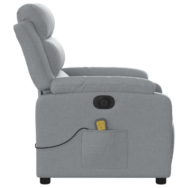 Elektrisk massagefåtölj ljusgrå tyg