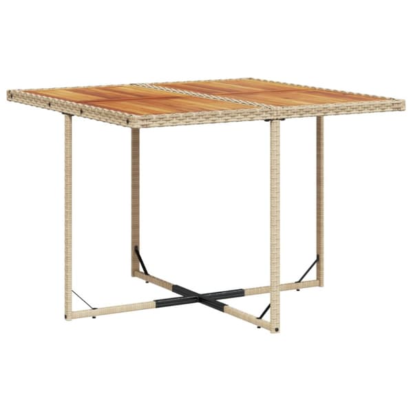 Matgrupp för trädgården med dynor 9 delar beige konstrotting