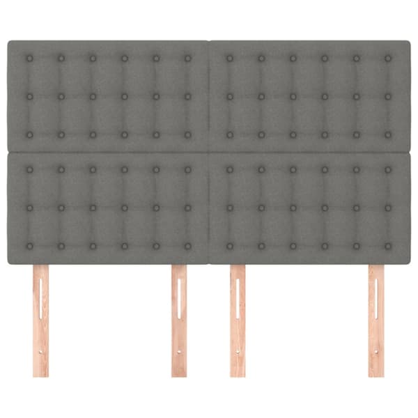 Sänggavel mörkgrå 144x5x118/128 cm tyg