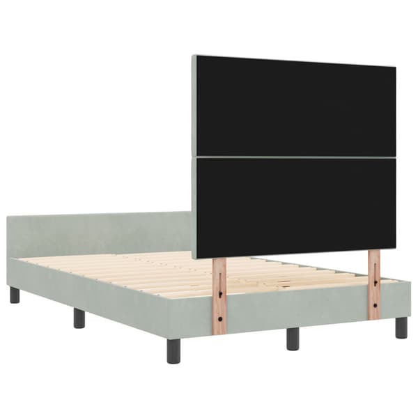 Bäddfjäder med huvudgavel Ljusgrå 120 x 200 cm Sammet