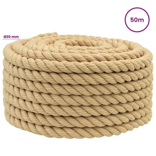 Mångsidigt bruksrep 20 mm 50 m Naturlig PP