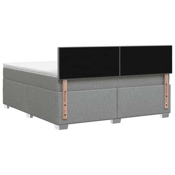Boxspring säng med madrass och LED Ljusgrå 140 x 190 cm Tyg