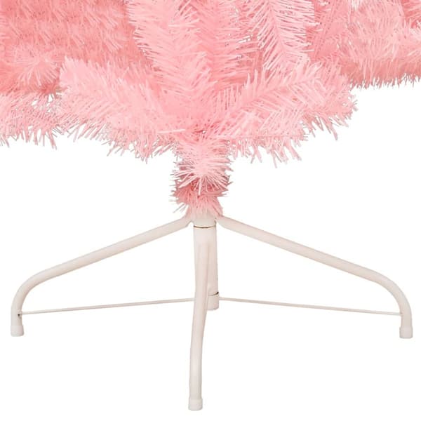 Halv plastgran med stativ rosa 240 cm PVC