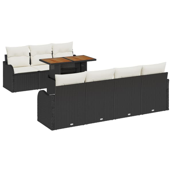Trädgårdsoffset med lagring 8 pcs Svart Poly rattan