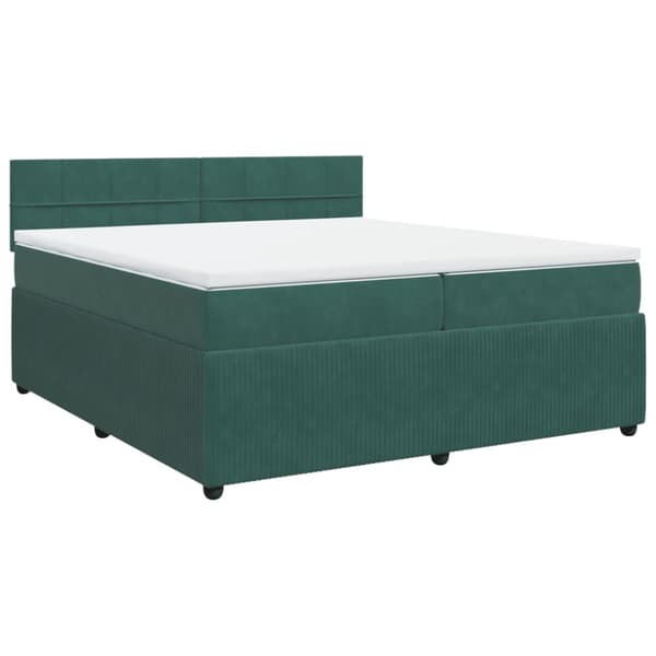 Ramsäng med madrass mörkgrön 200x200 cm sammet
