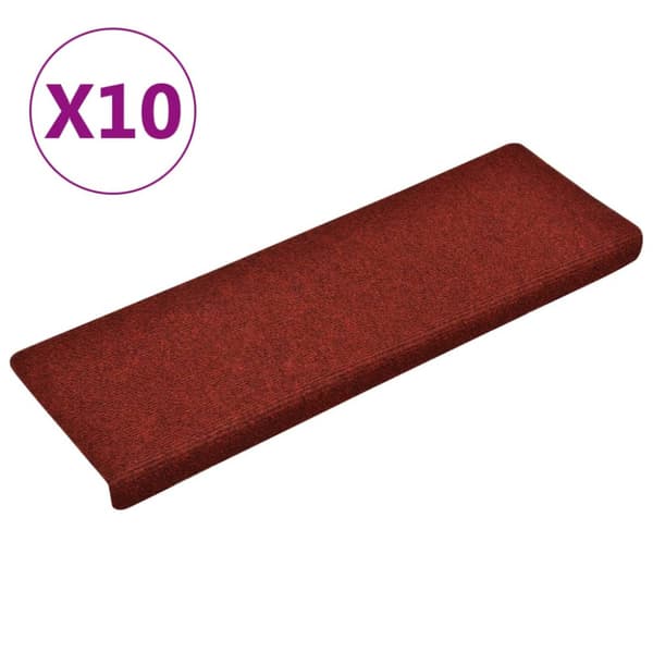 Trappmattor självhäftande 10 st 65x21x4 cm bordeauxröd rektangulär kant
