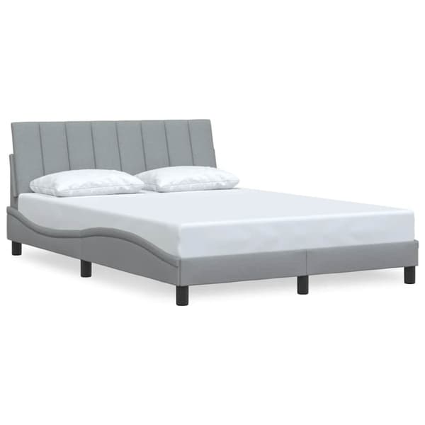 Bed Frame without Mattress "Hanko" Light Grey 120x200 cm Fabric