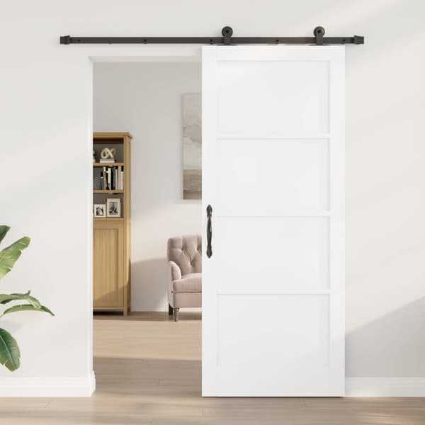 Skjutdörr 86 x 211 cm Konstruerat trä Vit och svart