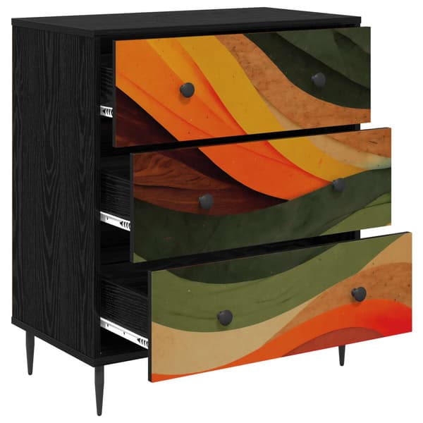 Kommode BONN Retro vågtryck 66 x 36,5 x 76 cm Konstruerat trä