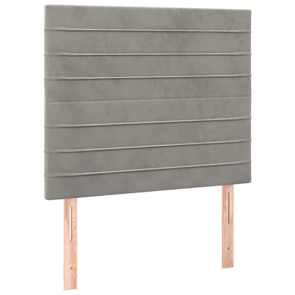 Ramsäng med madrass & LED ljusgrå 100x200 cm sammet