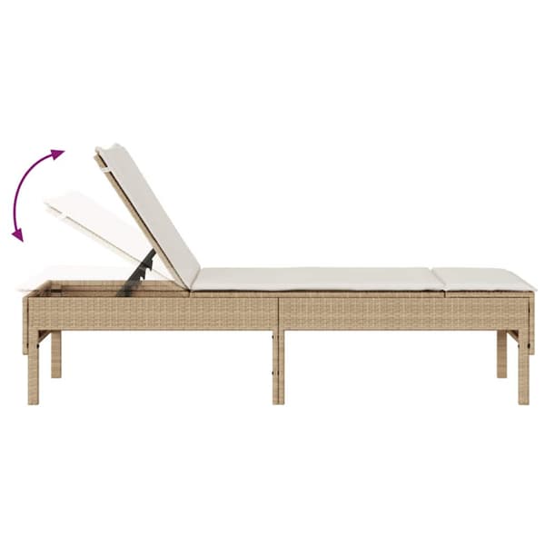 Solstol med dyna beige 55x200x44cm konstrotting