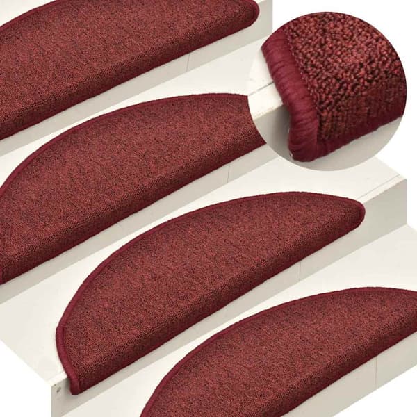 Trappmattor 30 st 56x17x3 cm bordeaux halvrunda