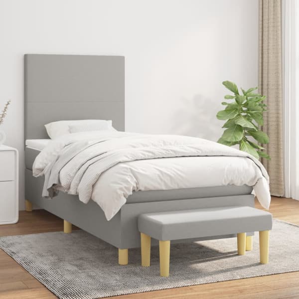 Ramsäng med madrass ljusgrå 100x200 cm tyg