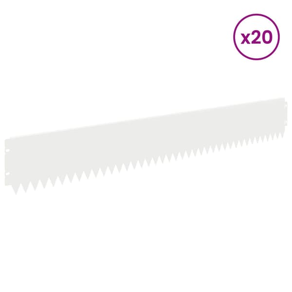 Kant för gräsmatta 20 pcs 103 x 15 cm Stål Vit