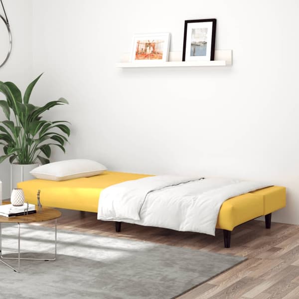 Bäddsoffa 2-sits gul sammet